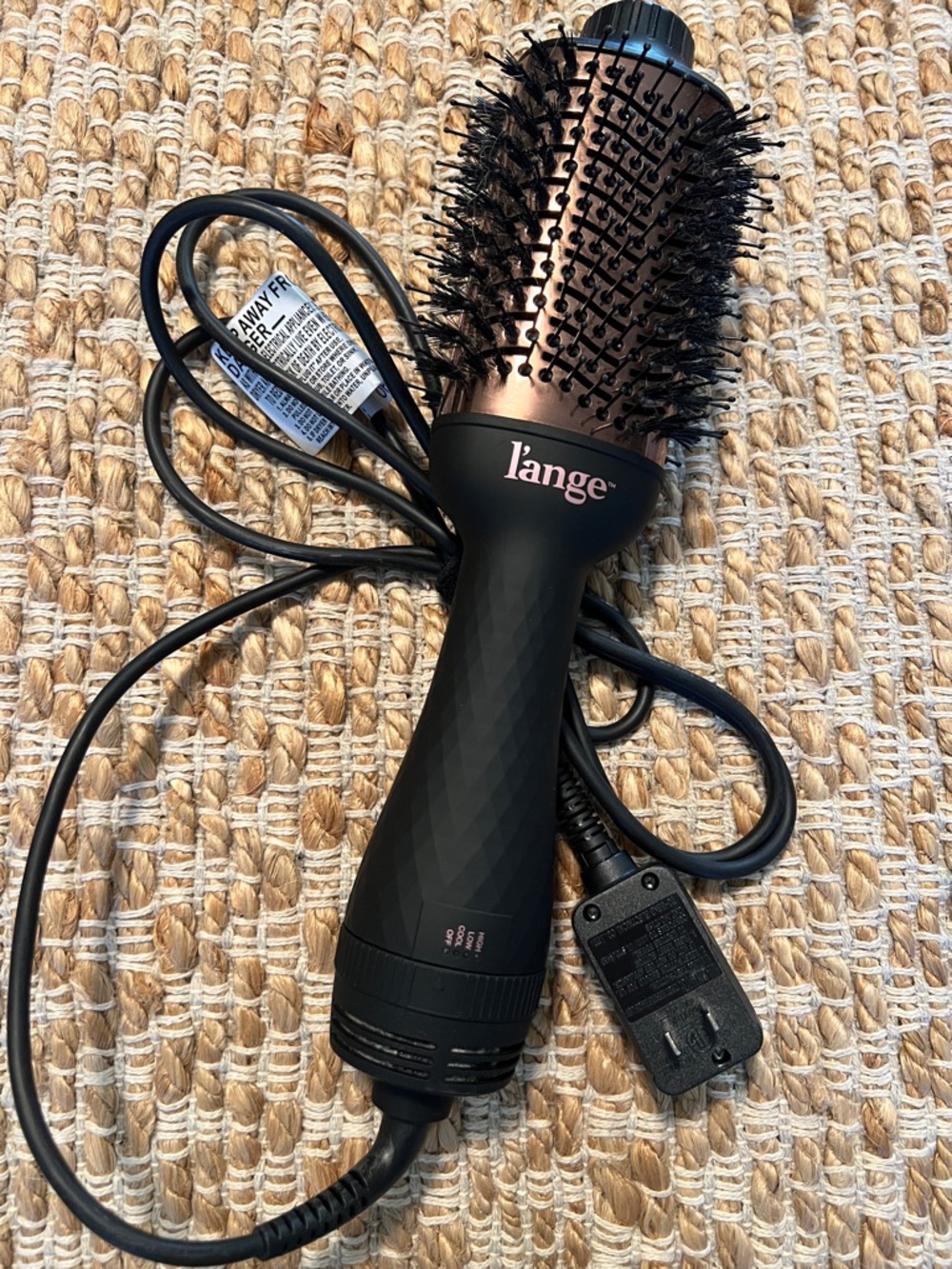l'ange Hot Air Round Brush - Black with Rose Gold Barrel